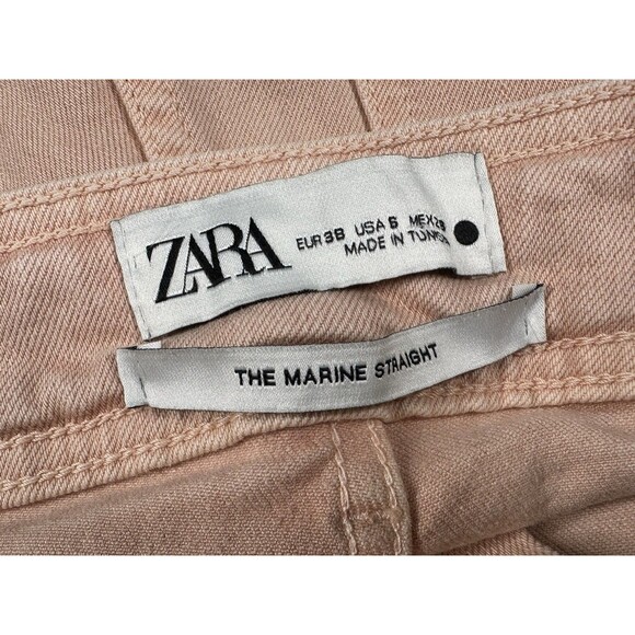 Zara Woman Jeans Women Pink 6 Wide Leg The Marine Premium Denim High Rise Pant - Picture 9 of 12